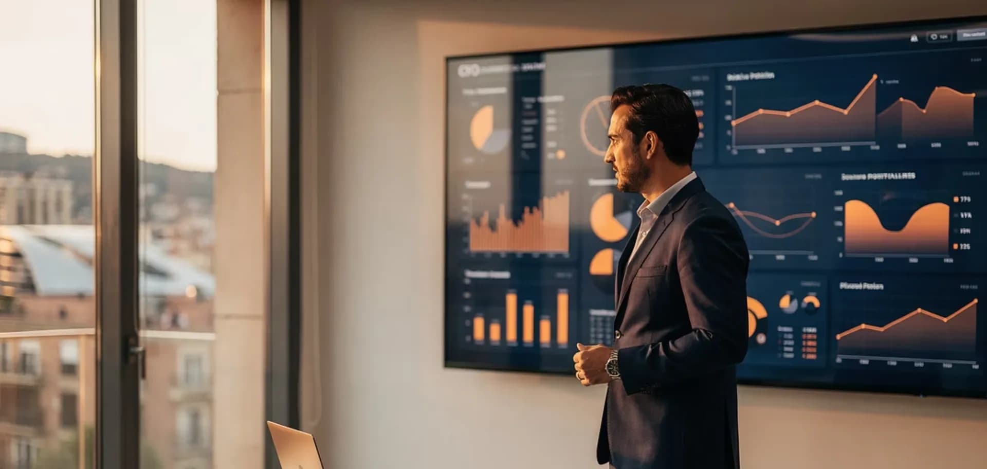 Director financiero externo analizando indicadores financieros de una pyme en su despacho